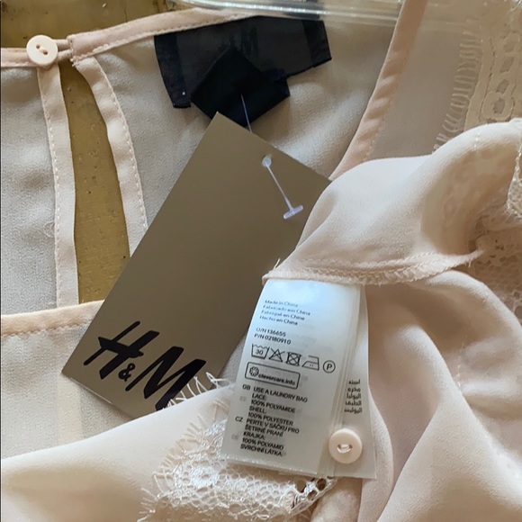 NWT HM H&M NEW YORK CITY STORE IVORY BOHO EMBROIDERED SHEER TOP LACE BLOUSE TOP - Picture 15 of 16